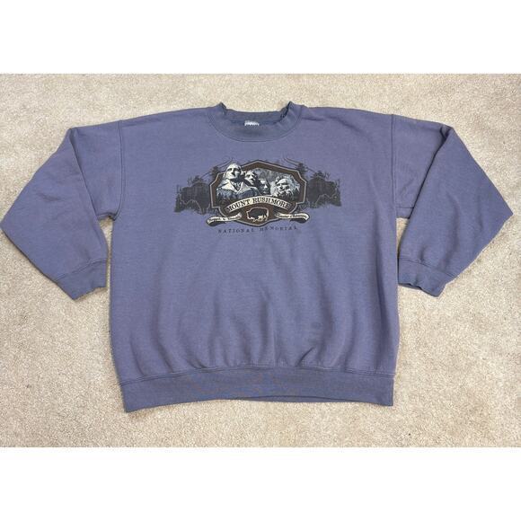 Gildan Vintage Mount Rushmore National Memorial Graphic Sweatshirt Size L - Picture 1 of 5